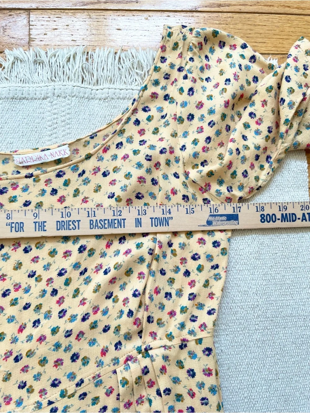 Vintage Marrika Nakk Yellow Colorful Floral Dress Sz S Western Prarie Cowgirl - Picture 4 of 5